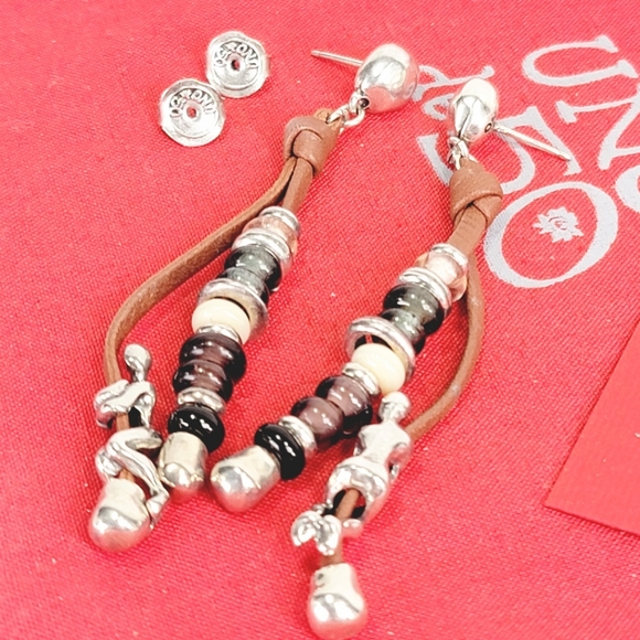 2016 Uno de 50 "Liana" Beaded Leather Pierced Earrings PEN0495 - Picture 7 of 12